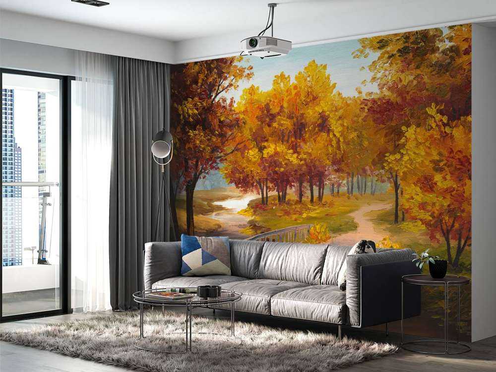 Schilderij van een brug in het bos