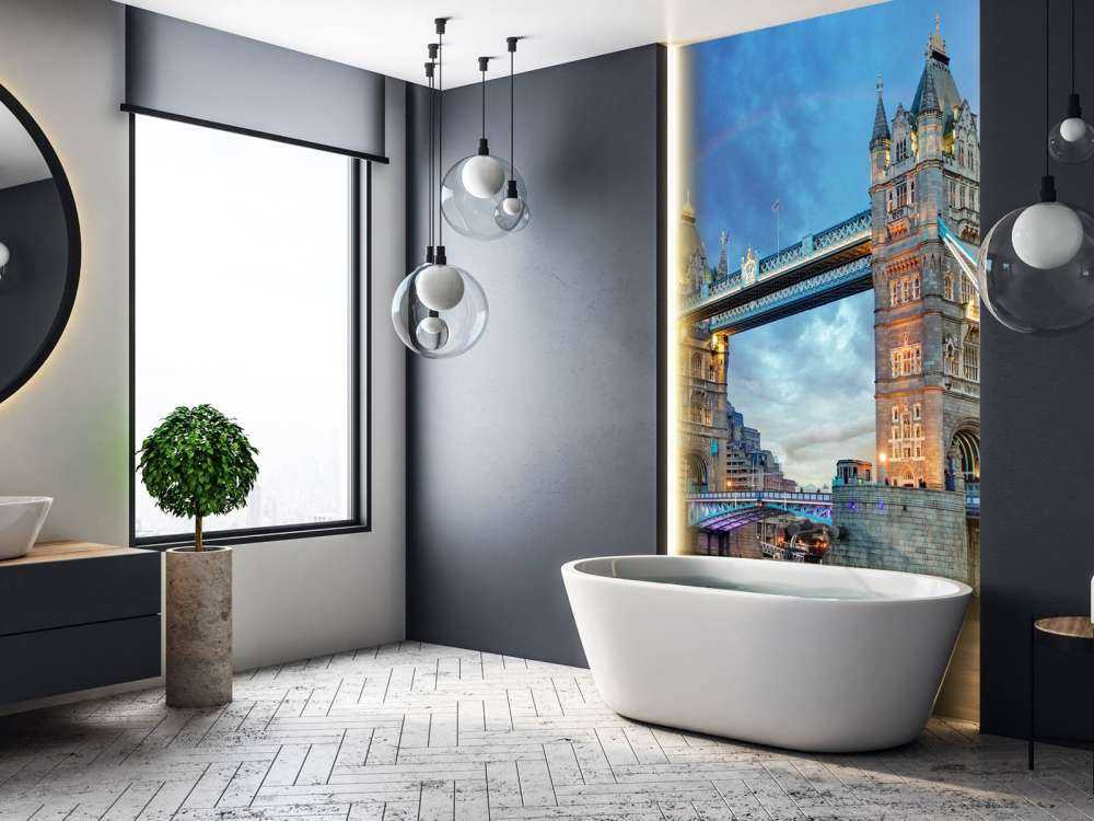 De London Tower Bridge onder een regenboog