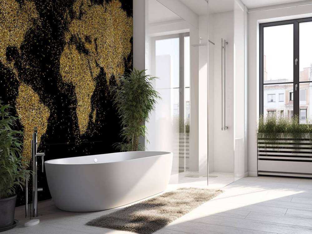 Wereldkaart van gouden glitters