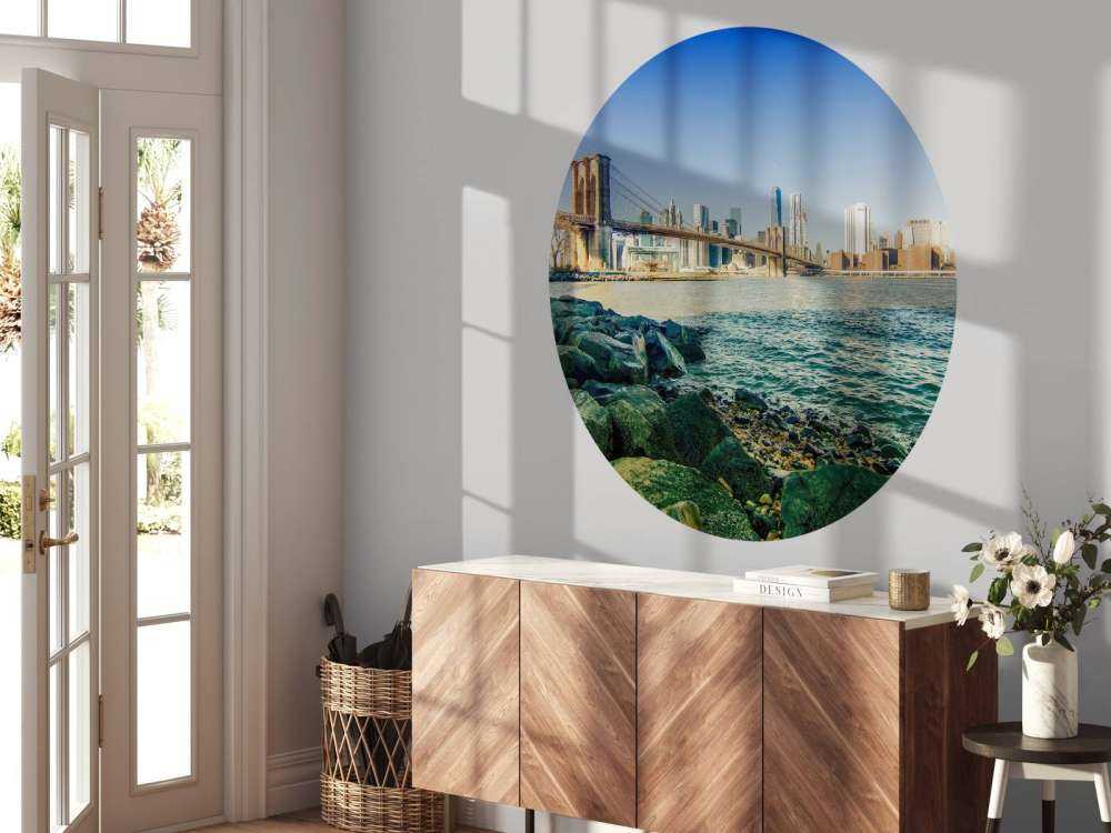 Brooklyn Bridge met een skyline op de achtergrond