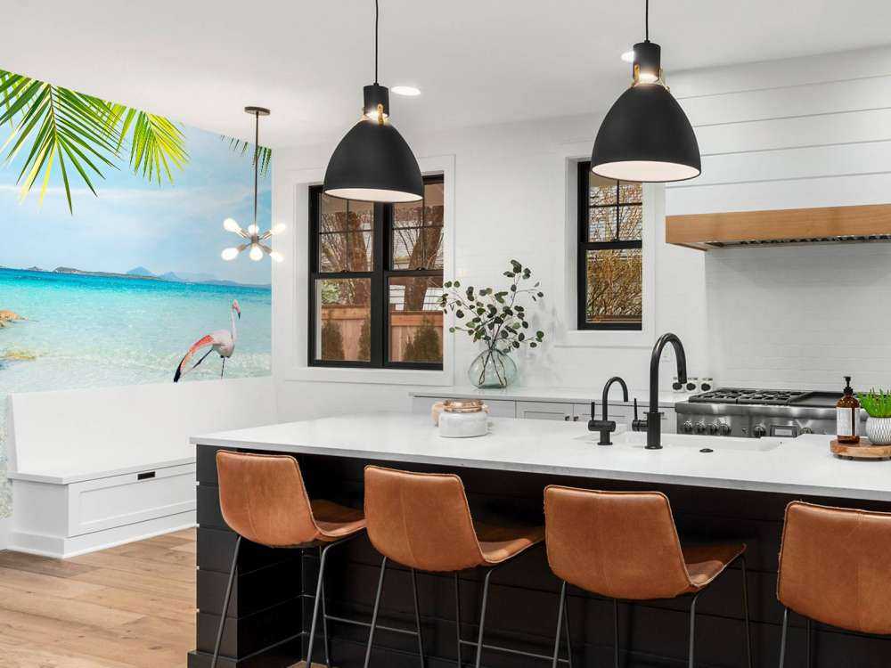 Flamingo op Tropisch Strand