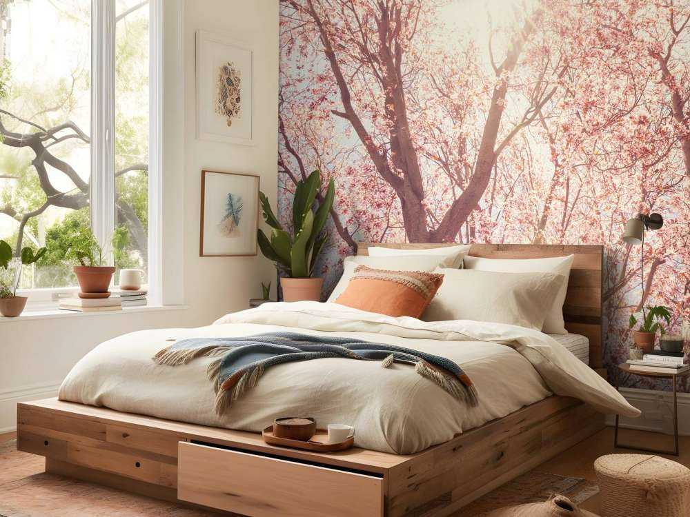 Boom Bloesem met Zon op Achtergrond