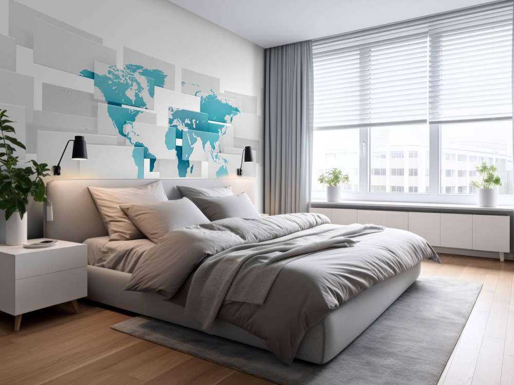 Wereldkaart op rechthoekig canvas