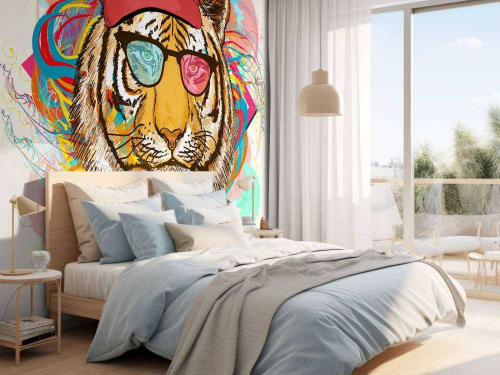 Hipster tijger tekening