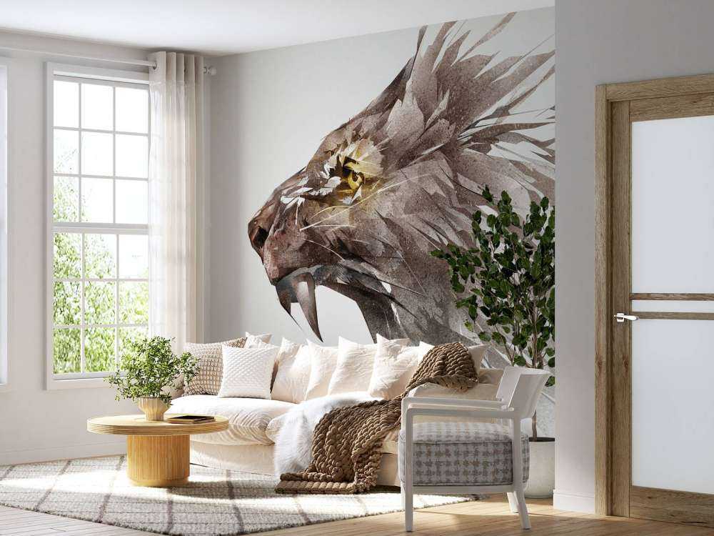 Schets van een boze leeuw