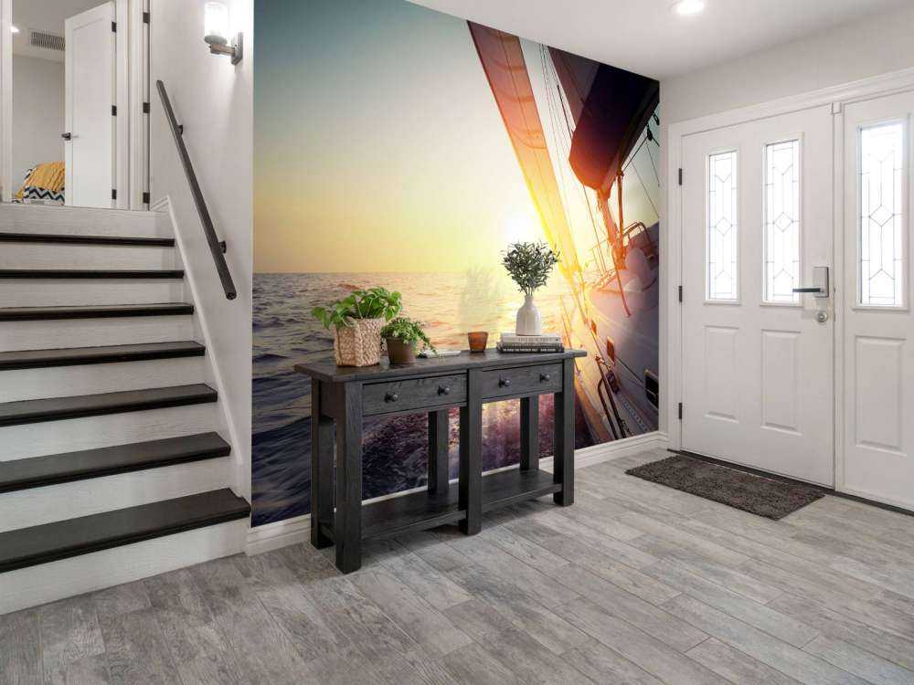 Zeilboot bij zonsondergang