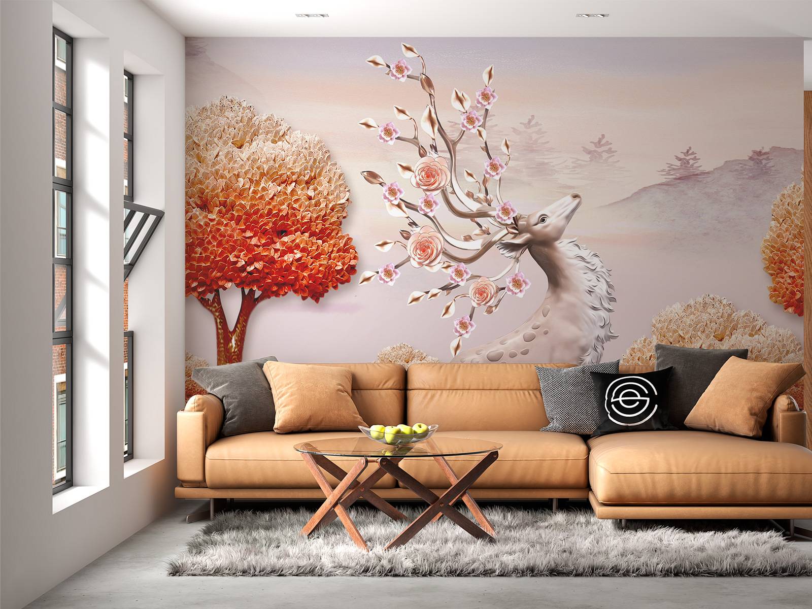 Hert met bloemen