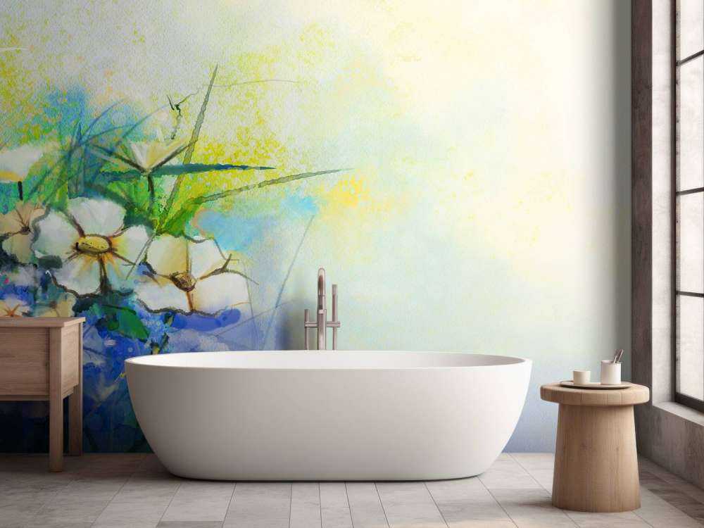 Bloemen schilderij met een wazige achtergrond