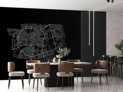 Plattegrond van Leeuwarden, zwart
