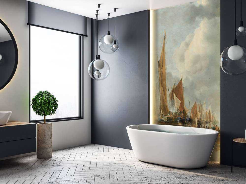 De begroeting van de regeringssloep door de binnenvloot