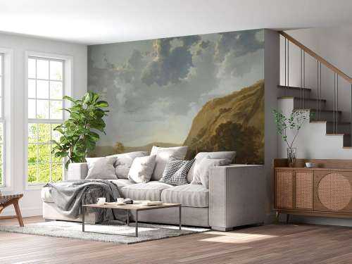 Rivierlandschap met ruiters
