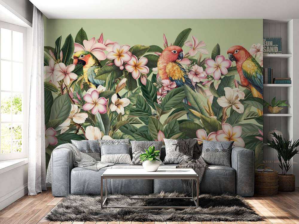 Parrots in the garden of paradise