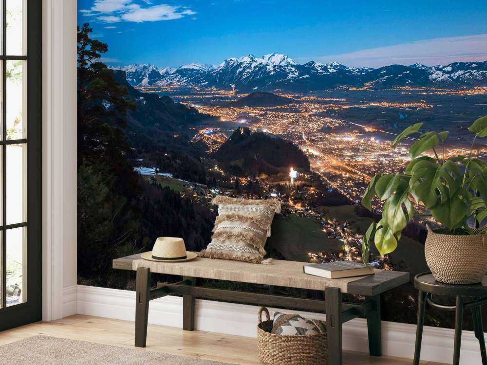 Nachtzicht over alpendalstad