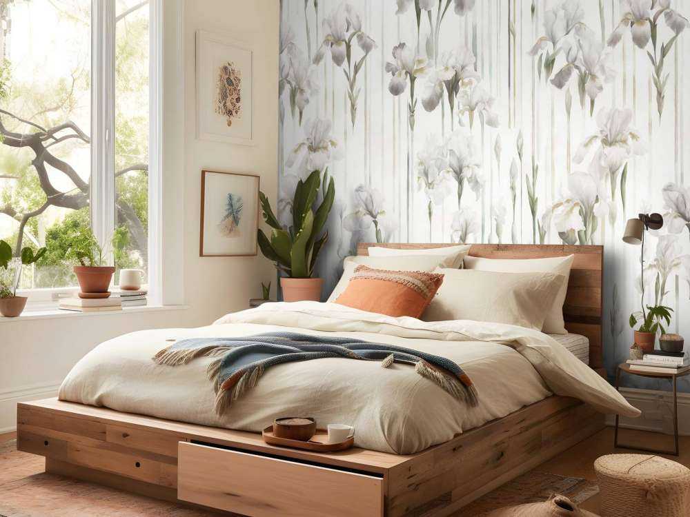 Irises and Stripes Seamless Beige