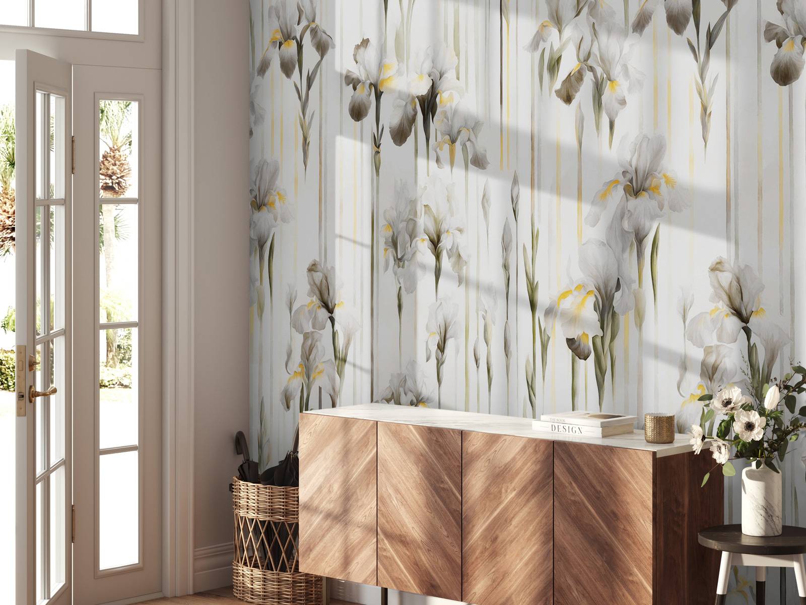 Irises and Stripes Seamless Sepia