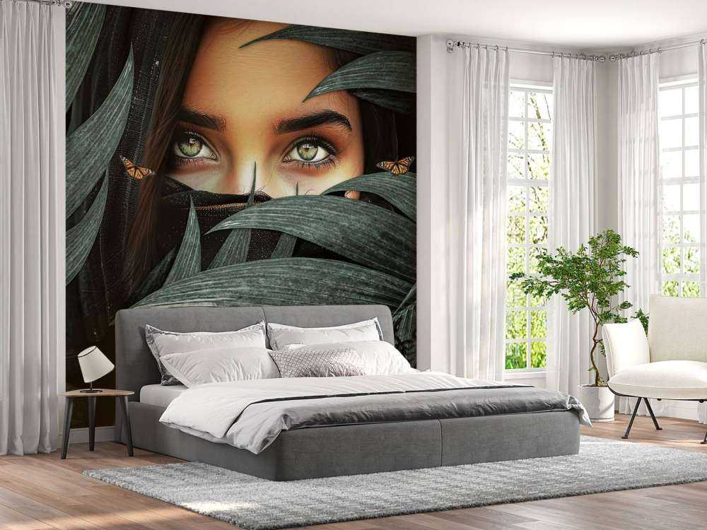 Groene blik tussen palmen