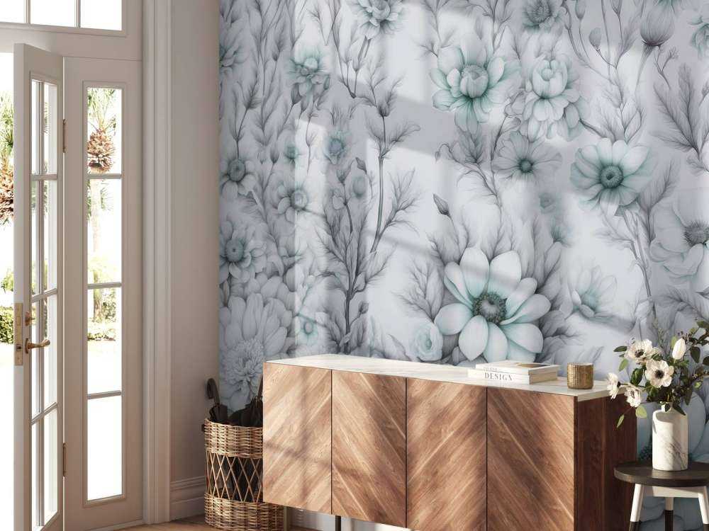 Floral romantic wall Blue