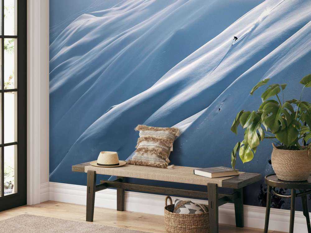 Freeride afdaling op poedersneeuwhelling