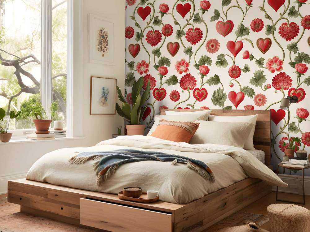 Romantische hartjes en bloemenranken