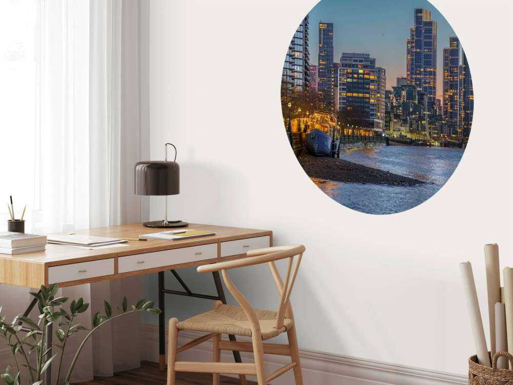 London cityscape over Thames river in evening