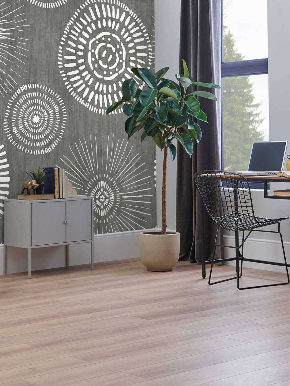 Graceful Boho Circles White Grey