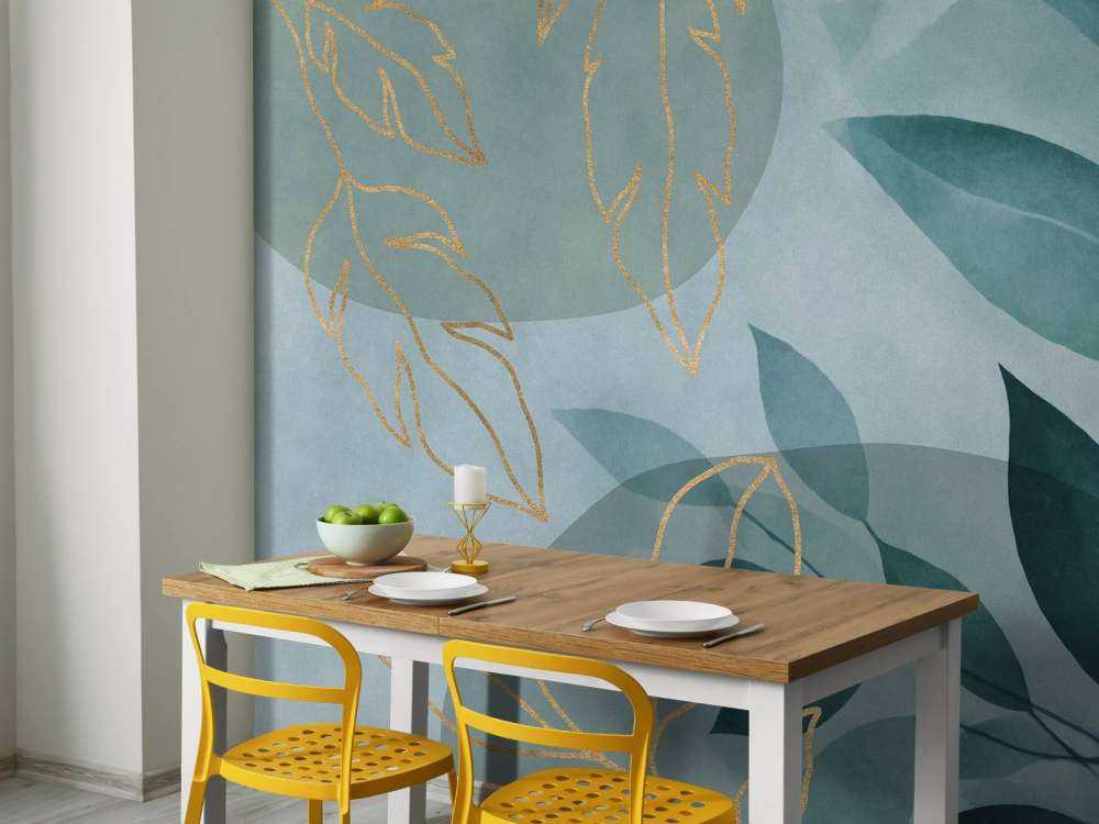 Leafy Elegance Modern Nature Art Teal