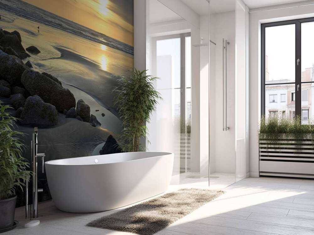 Zonsondergang bij een strand