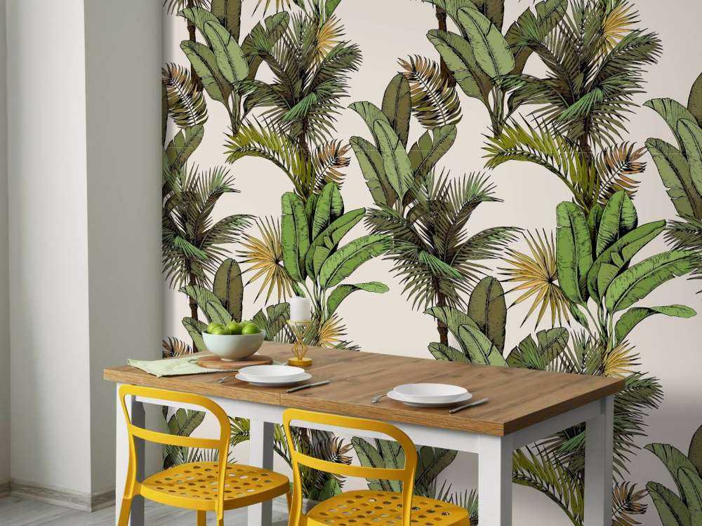 Tropische palm- en bananenbladeren