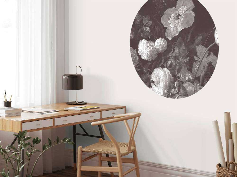 Baroque bloemen stilleven - dark sepia