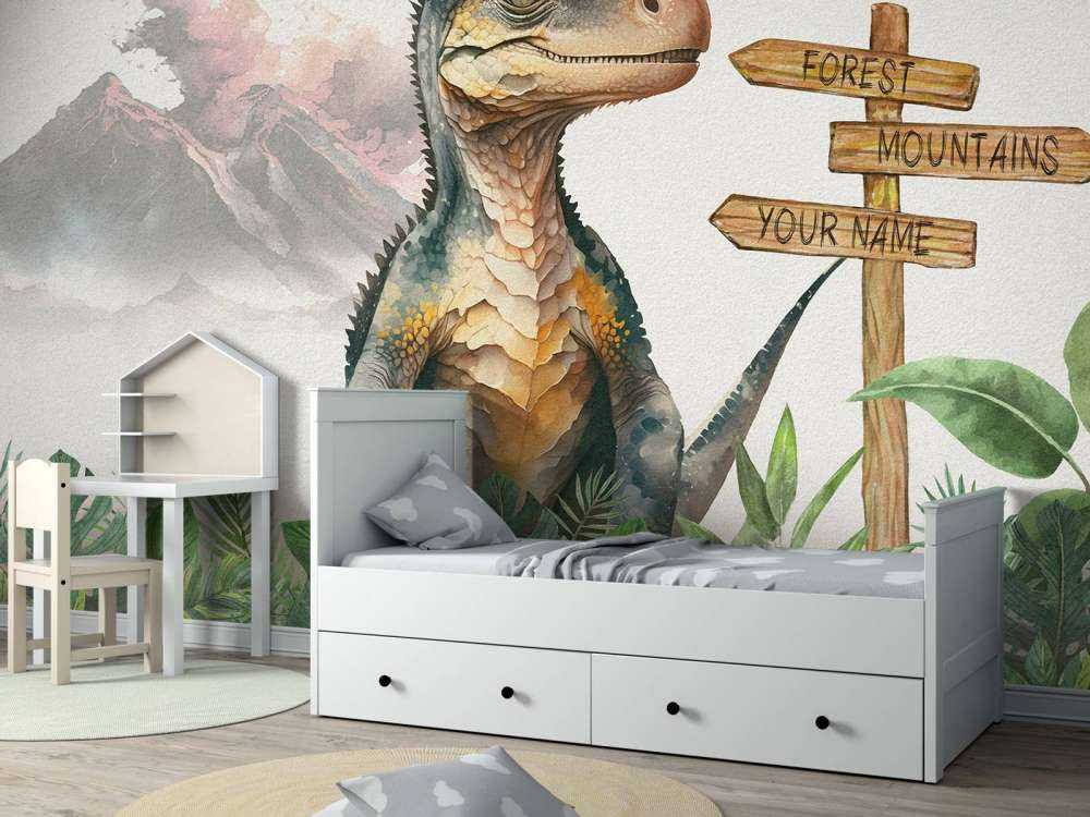 Baby velociraptor in de jungle