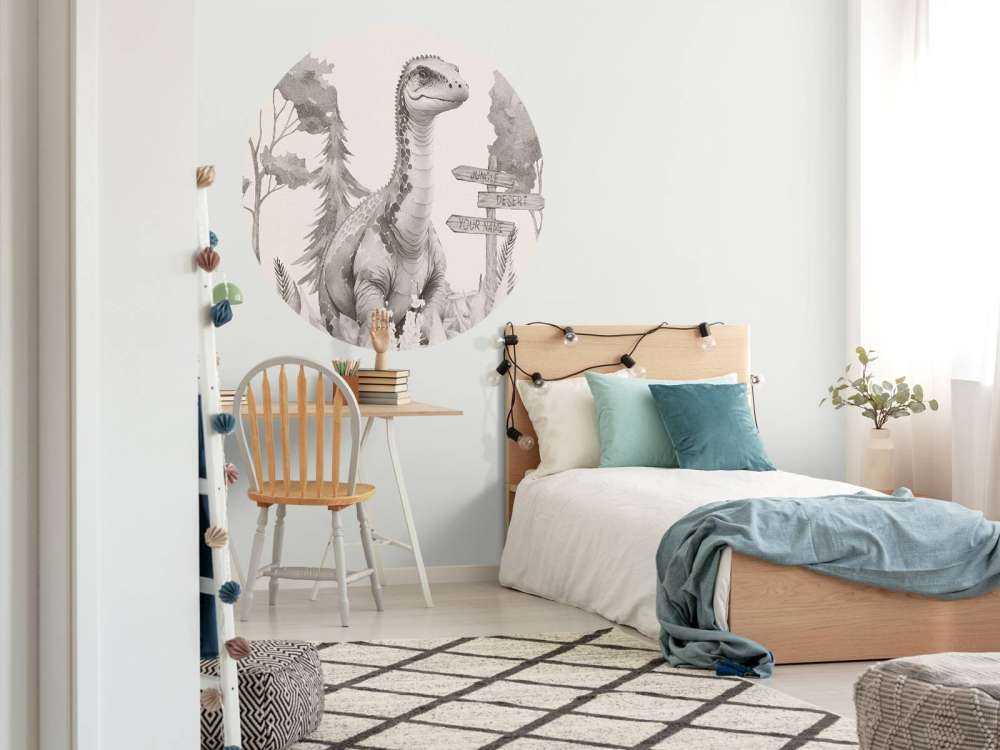 Baby brachiosaurus in de jungle beige