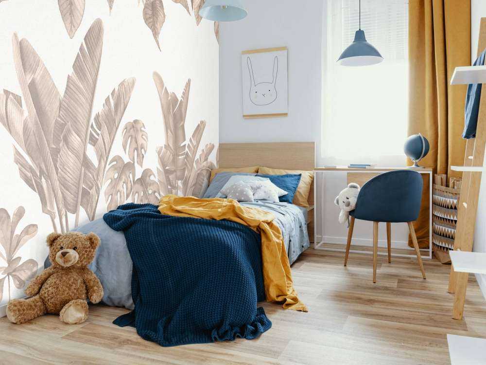Jungle bladeren in taupe