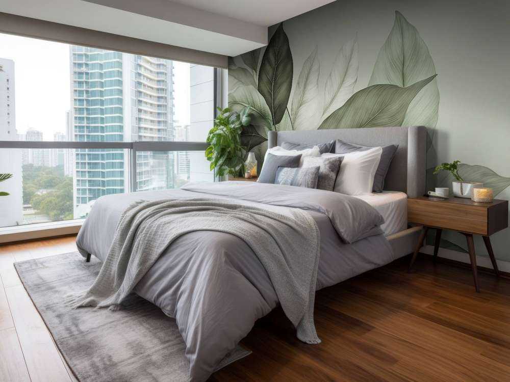 Soft botanical foliage green tranquility