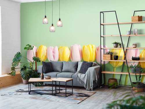 Kleine tulpen op mintgroen