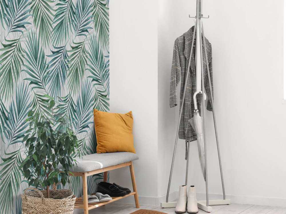 Blauwe en groene palmbladeren