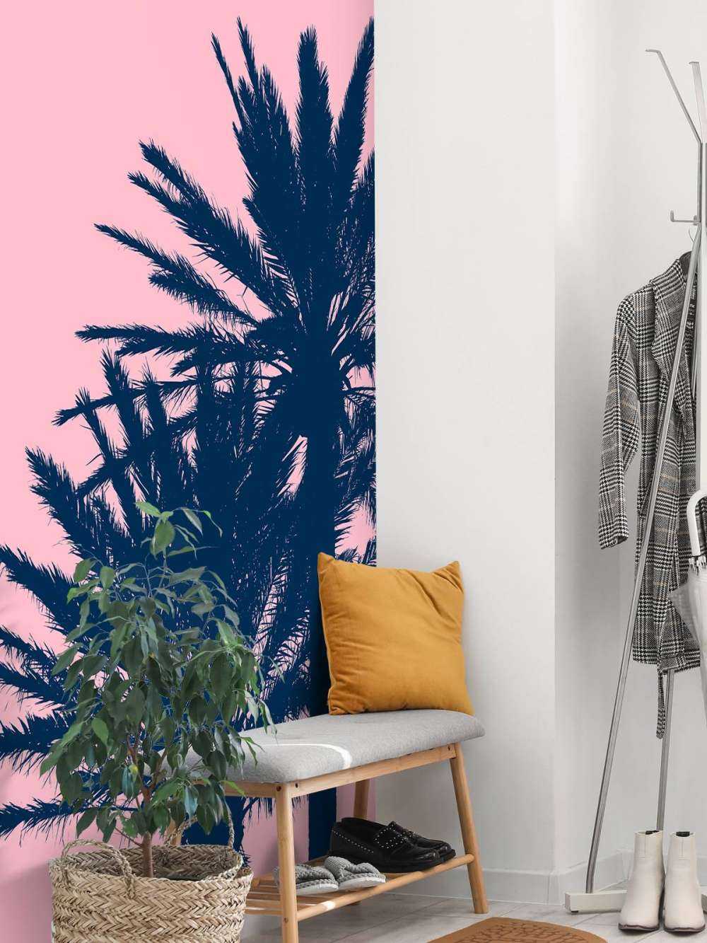 Palmbomen met roze achtergrond