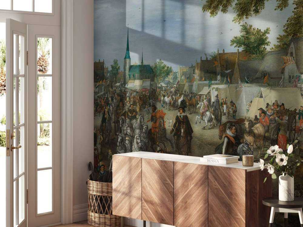 Prins Maurits en Frederik Hendrik op de paardenmarkt van Valkenburg