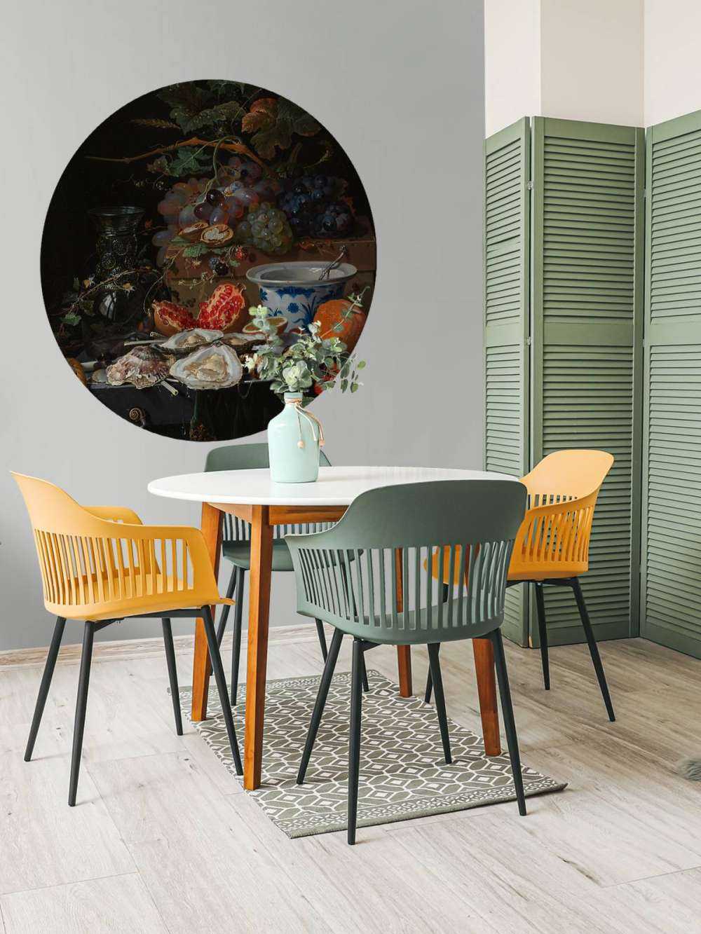 Stilleven met vruchten, oesters en een porseleinen kom