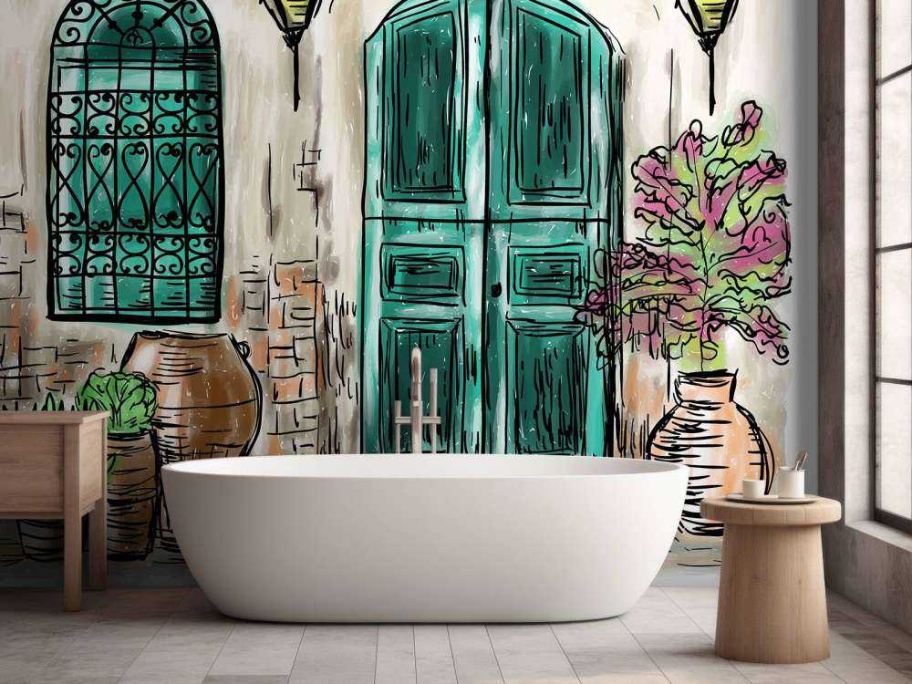 Tekening van een Mediterraans huis