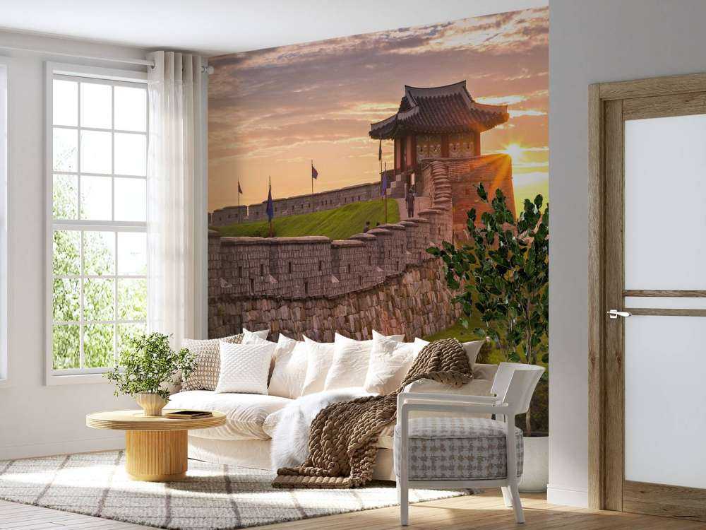 Hwaseong-vesting bij zonsondergang