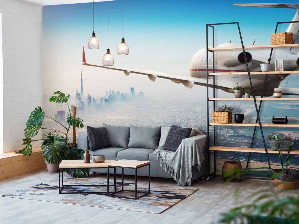 Privéjet boven Dubai