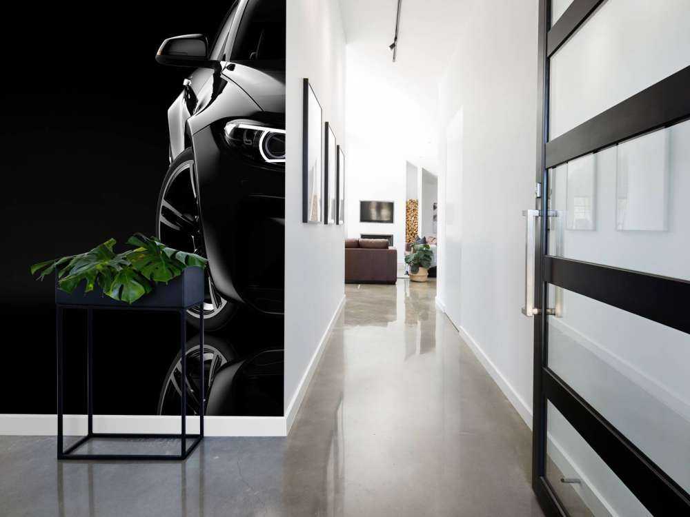 Sportauto met een zwarte achtergrond