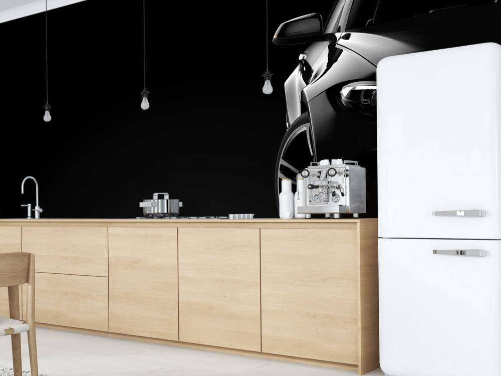 Sportauto met een zwarte achtergrond