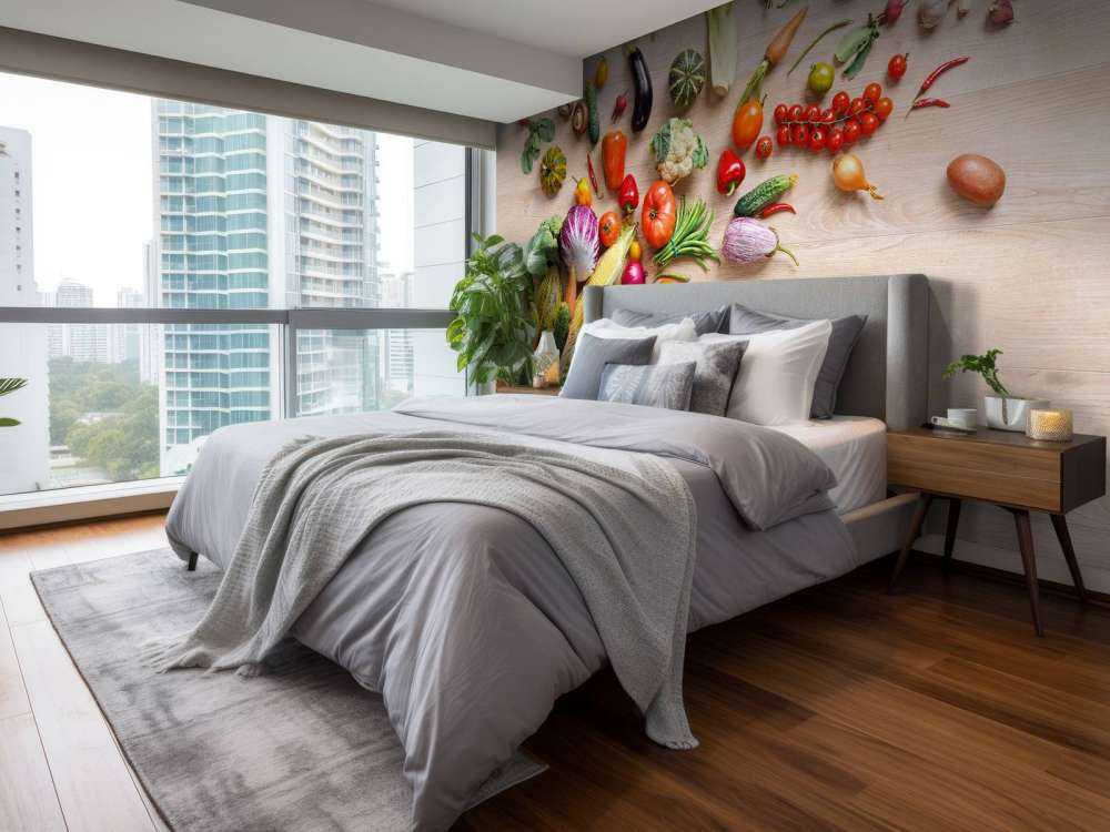 Mand met groenten en fruit