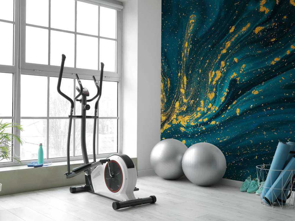 Donkerblauwe verf met goud