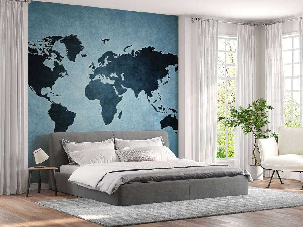 Blauwe wereldkaart