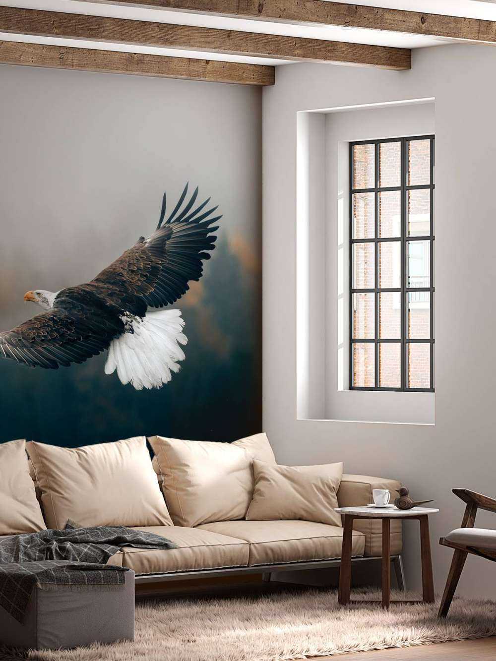 Zeearend boven het bos