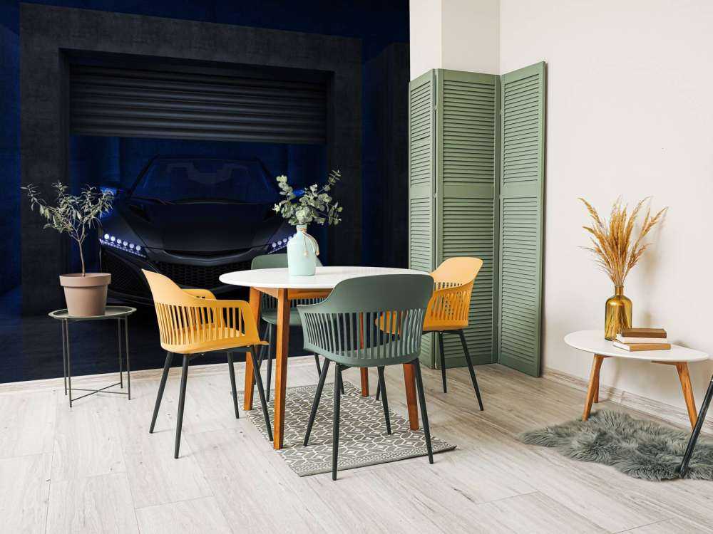 Sportauto in een garagebox