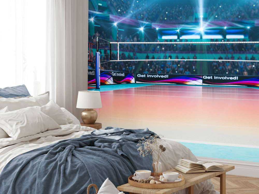 Modern volleybalveld op de lengte