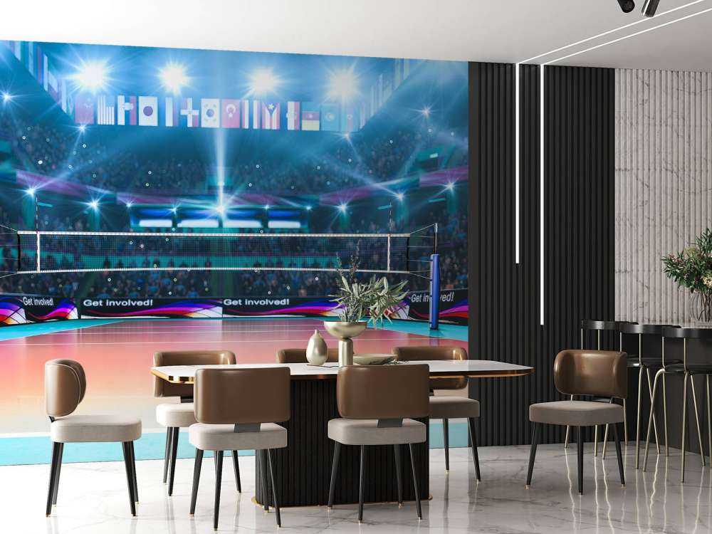 Modern volleybalveld op de lengte